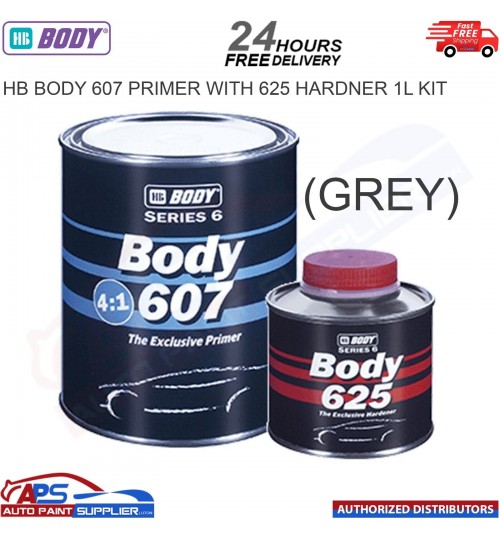 HB BODY 607 DEEP FILLING PRIMER 4:1 800ML WITH 625 HARDENER KIT 1LTR : GREY